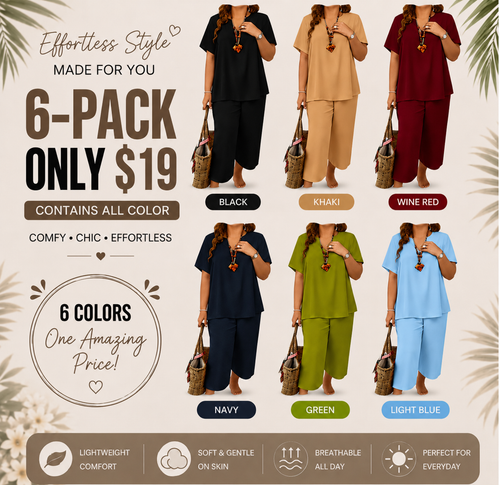 Women’s Casual Solid Short Sleeve Top & Wide Leg Pants 2-Piece Lounge Set