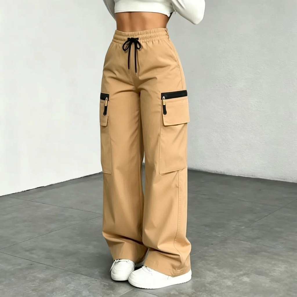 Women’s lightweight loose cargo pants with multiple pockets
