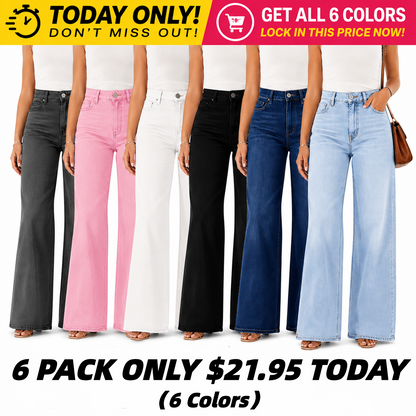 Rise Baggy Jeans Stretchy Wide Leg for Women