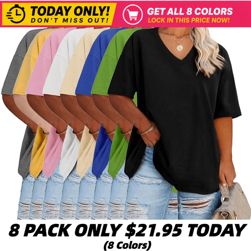 🔥SUMMER MEGA SALE🔥Women's V Neck T Shirts Summer Half Sleeve Tees