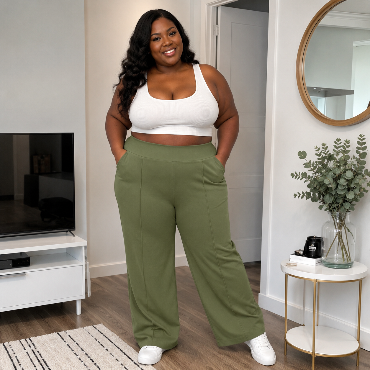 【LAST DAY SALE】High Waist Wide Leg Pants for Women with Pockets