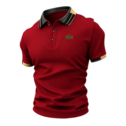 Men’s Crocodile Print Polo Shirt – Breathable Casual Stretch Fit Top