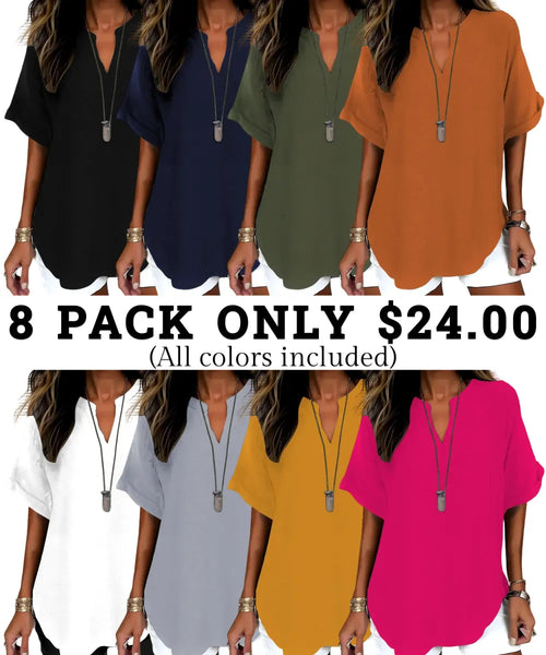 Women's Plain Short Sleeve Blouse