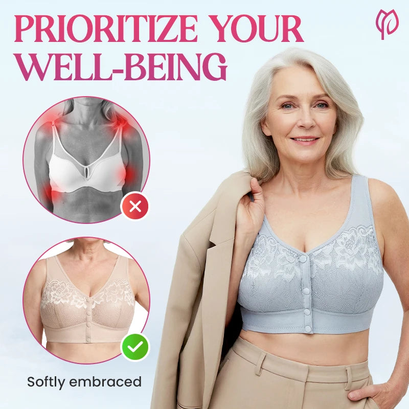 Front Closure Breathable Cotton Lifting Bra for Seniors