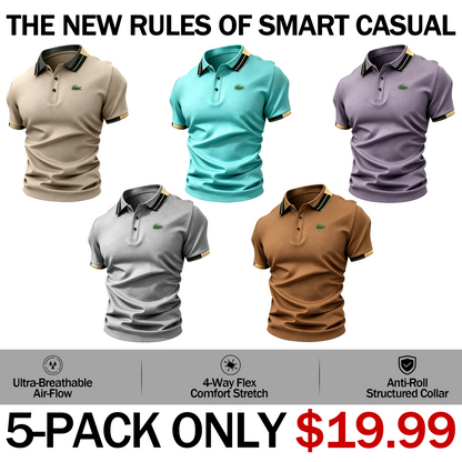 Men’s Crocodile Print Polo Shirt – Breathable Casual Stretch Fit Top