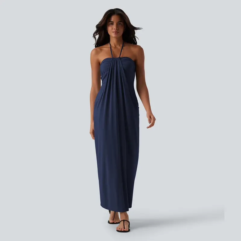 Final Sale🔥Halter Tie Back Maxi Dress with Pockets