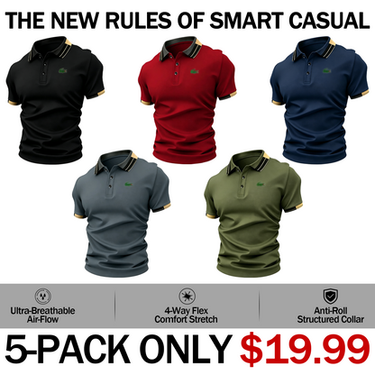 Men’s Crocodile Print Polo Shirt – Breathable Casual Stretch Fit Top