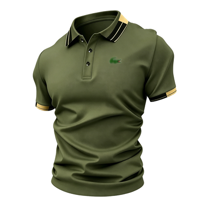 Men’s Crocodile Print Polo Shirt – Breathable Casual Stretch Fit Top