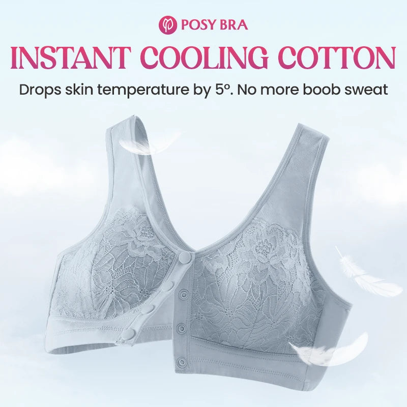 Front Closure Breathable Cotton Lifting Bra for Seniors