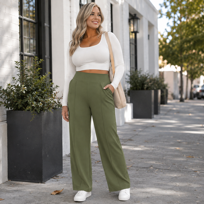 【LAST DAY SALE】High Waist Wide Leg Pants for Women with Pockets