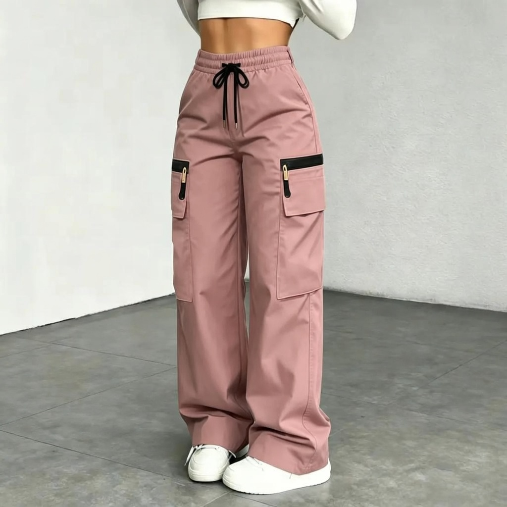 Women’s lightweight loose cargo pants with multiple pockets