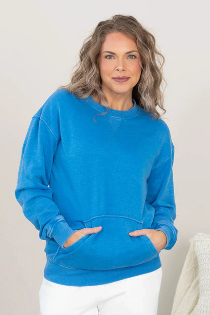 [LAST DAY SALE]Pigment Dyed Cozy Campfire Crewneck Sweatshir