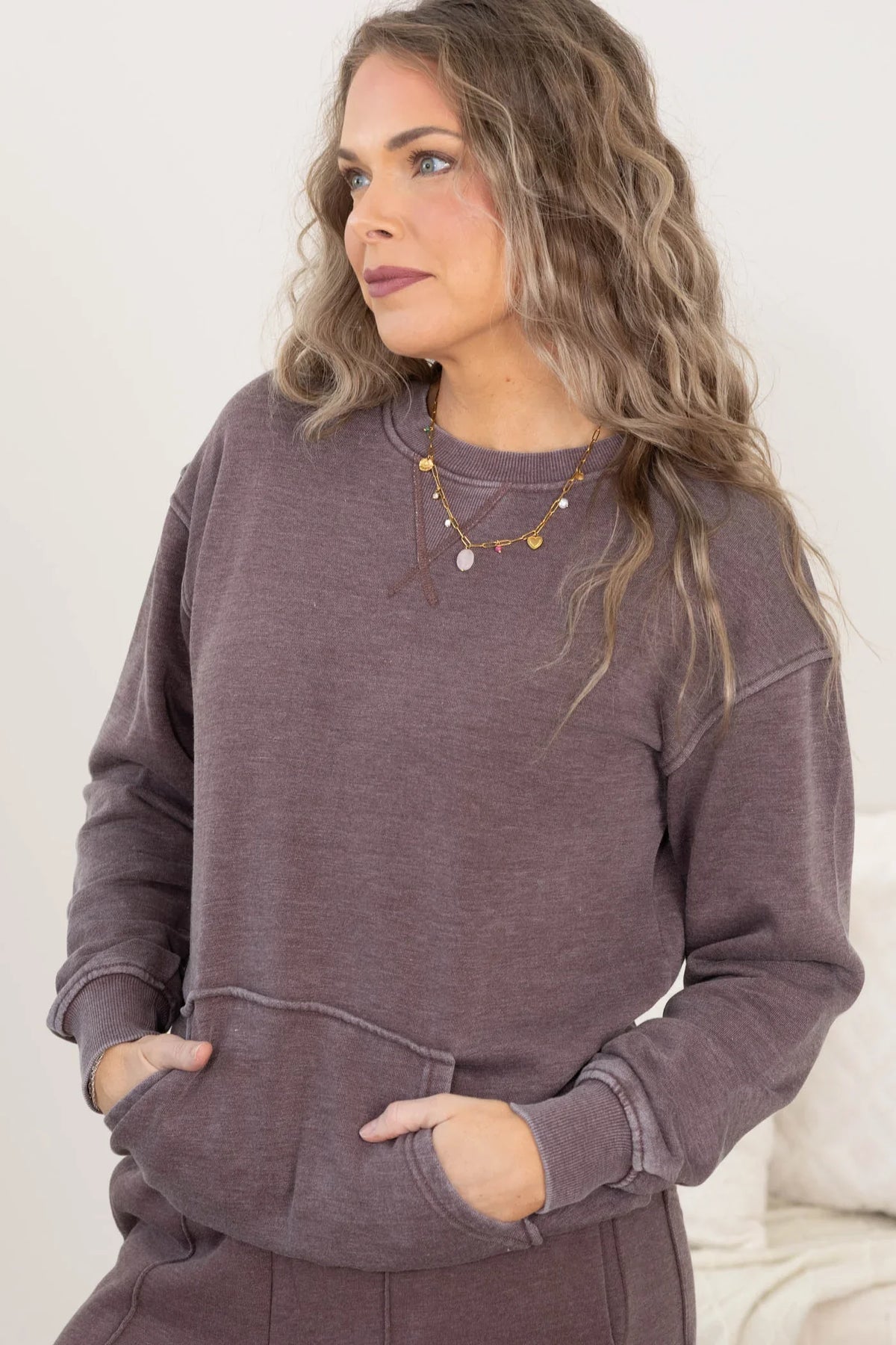 [LAST DAY SALE]Pigment Dyed Cozy Campfire Crewneck Sweatshir