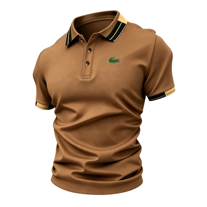 Men’s Crocodile Print Polo Shirt – Breathable Casual Stretch Fit Top