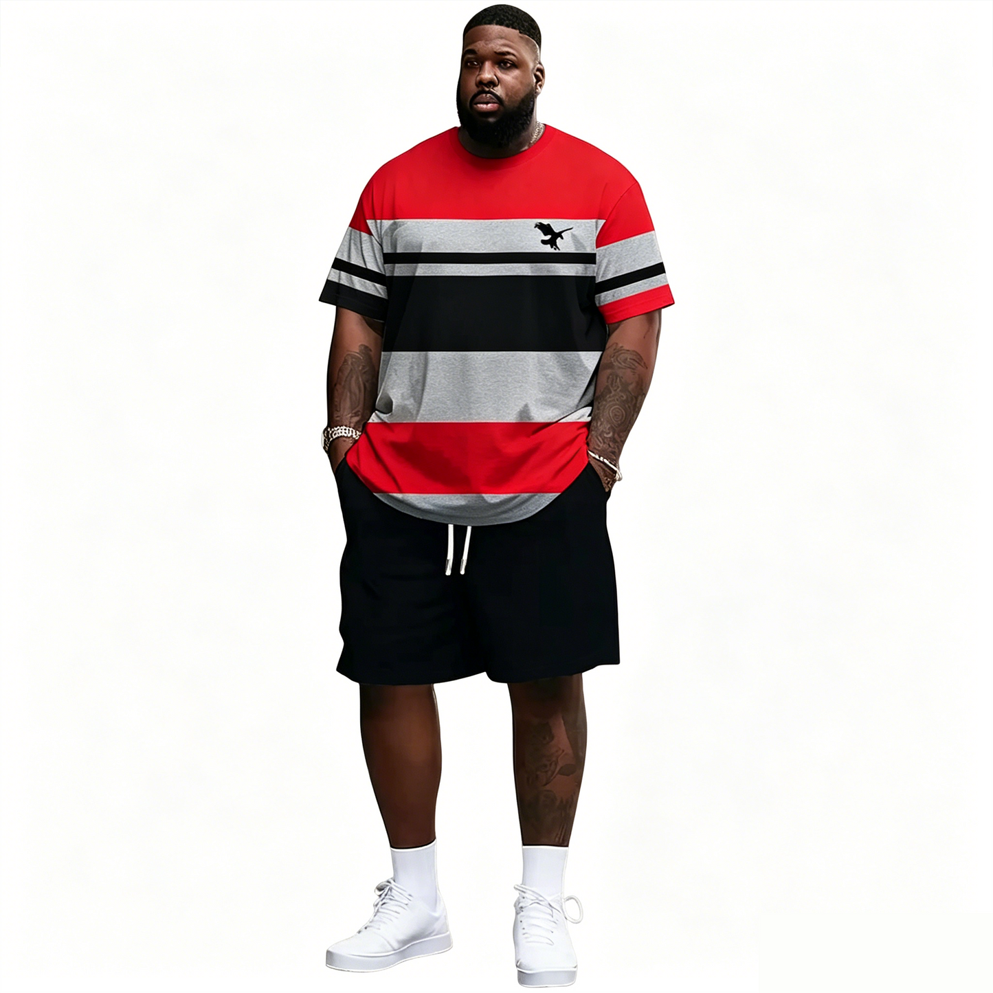 Men's Summer 2-Piece Set – Ultra-Breathable 3D Print Tee & Shorts, All-Day Comfort