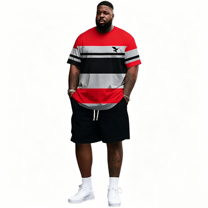 Men's Summer 2-Piece Set – Ultra-Breathable 3D Print Tee & Shorts, All-Day Comfort