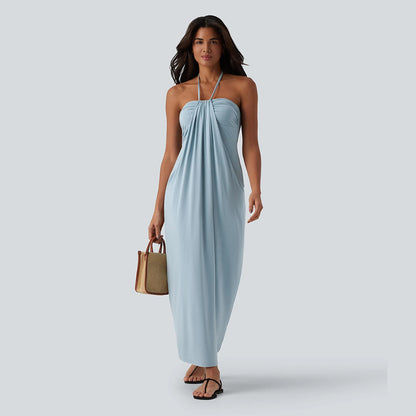 Final Sale🔥Halter Tie Back Maxi Dress with Pockets