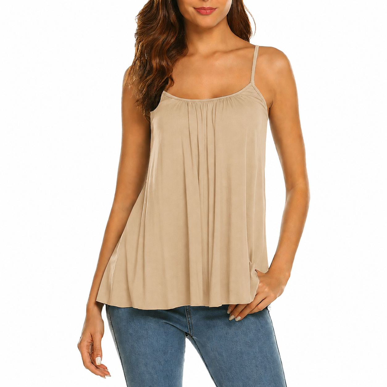 🔥Flash Sale⚡️Plus Size Camisoles Women with Built in Bra Tank Top Cami Sleeveless Summer Tops