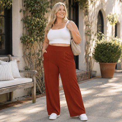 【LAST DAY SALE】High Waist Wide Leg Pants for Women with Pockets