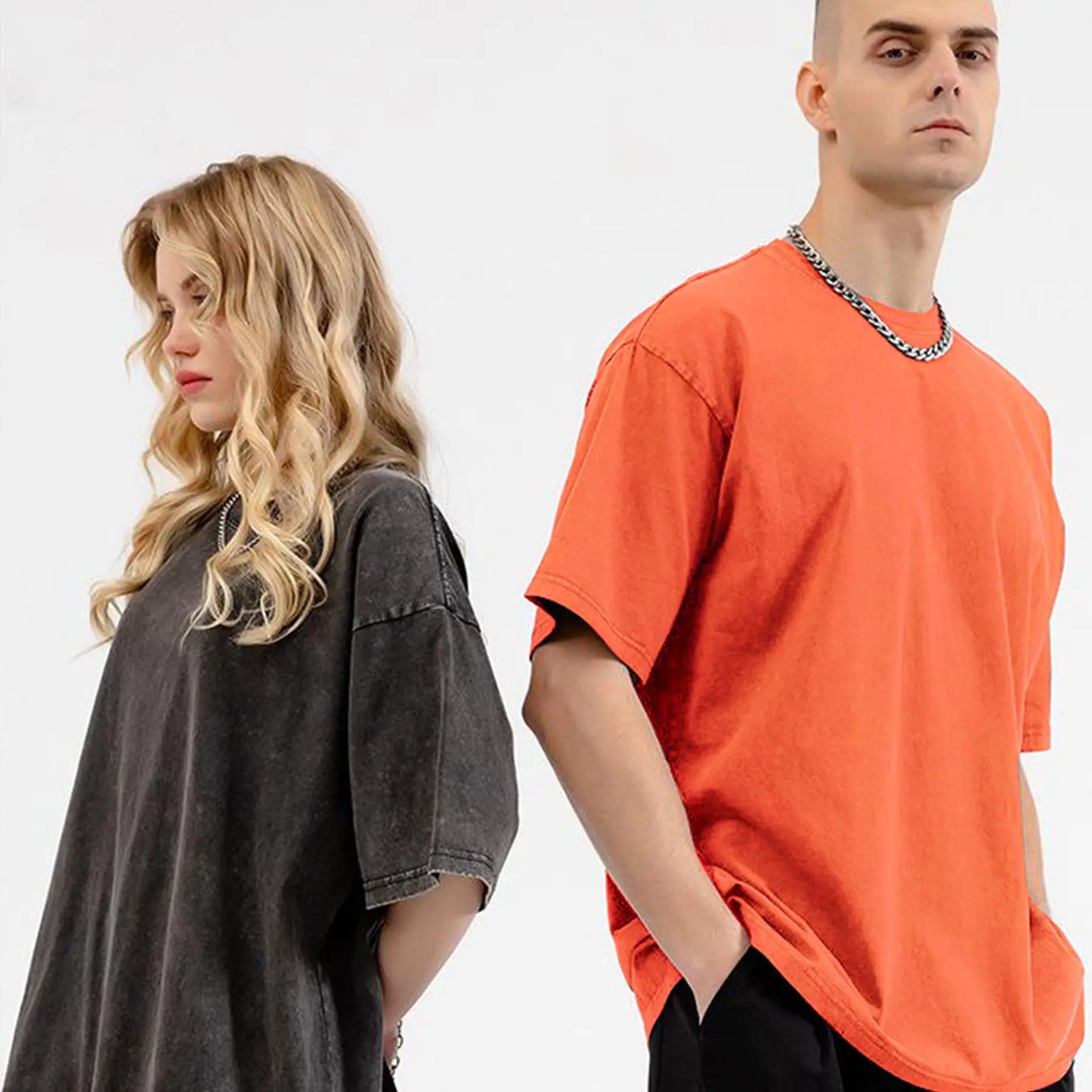 SHEEN 3 Pack Women's Oversized Acid Wash Tees