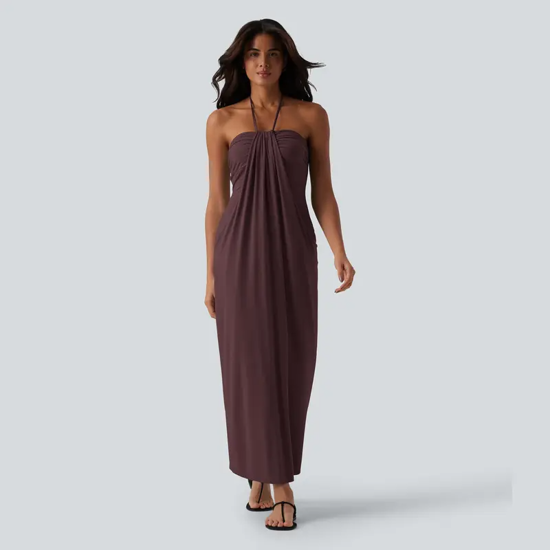 Final Sale🔥Halter Tie Back Maxi Dress with Pockets