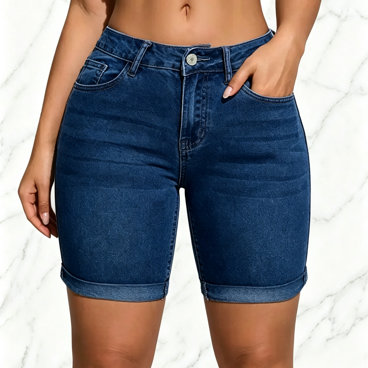 [Final Clearance Sale]Women’s Washed Slim Fit Denim Shorts with Pockets