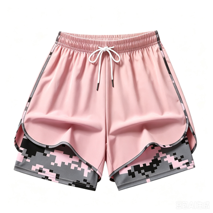 women’s casual athletic shorts — summer lightweight, double