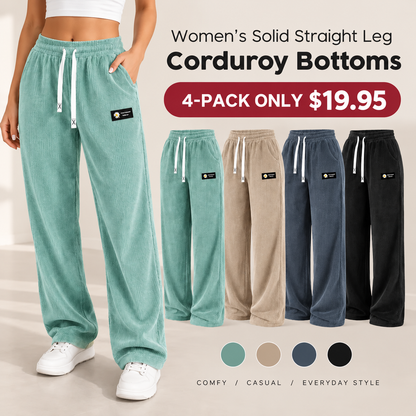 [LAST DAY SALE]Women's Solid Straight Leg Corduroy Bottoms-100% Cotton
