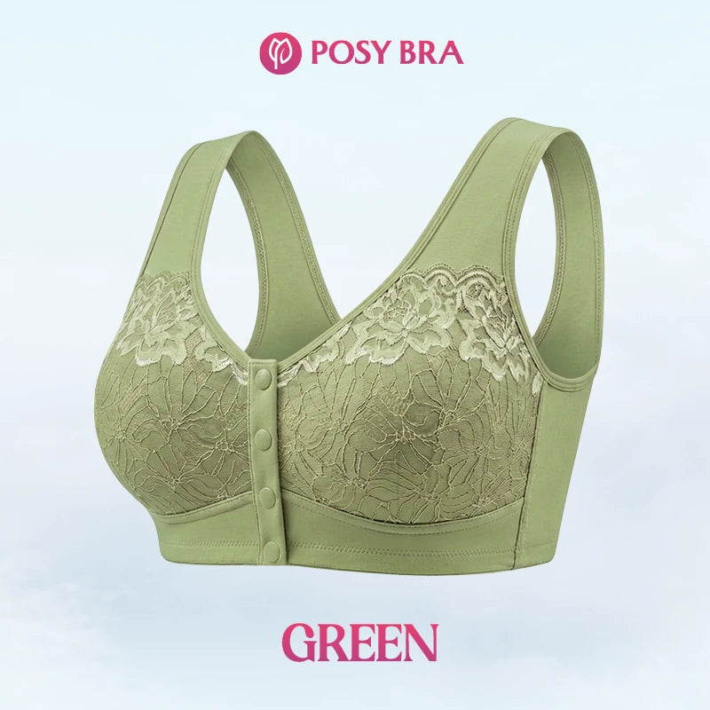 Front Closure Breathable Cotton Lifting Bra for Seniors