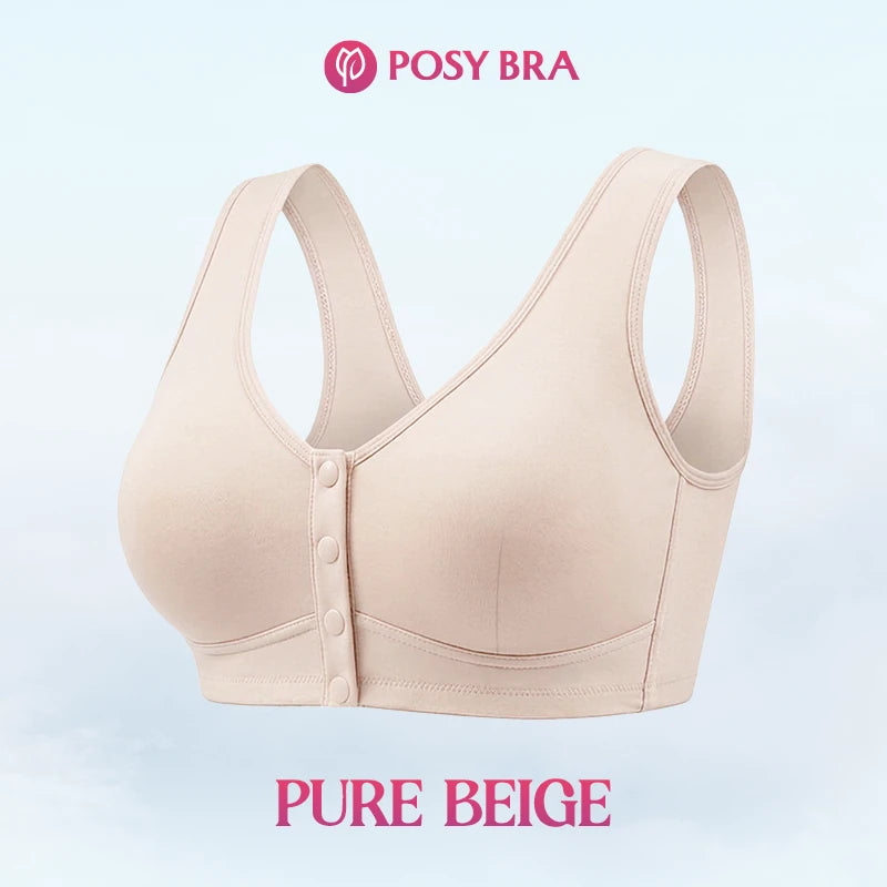 Front Closure Breathable Cotton Lifting Bra for Seniors