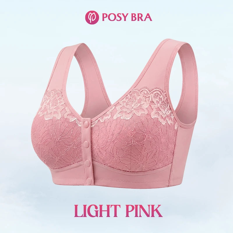 Front Closure Breathable Cotton Lifting Bra for Seniors
