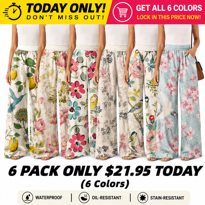 【LAST DAY SALE】Women's Casual Bohemian Style Floral Print Wide-Leg Pants