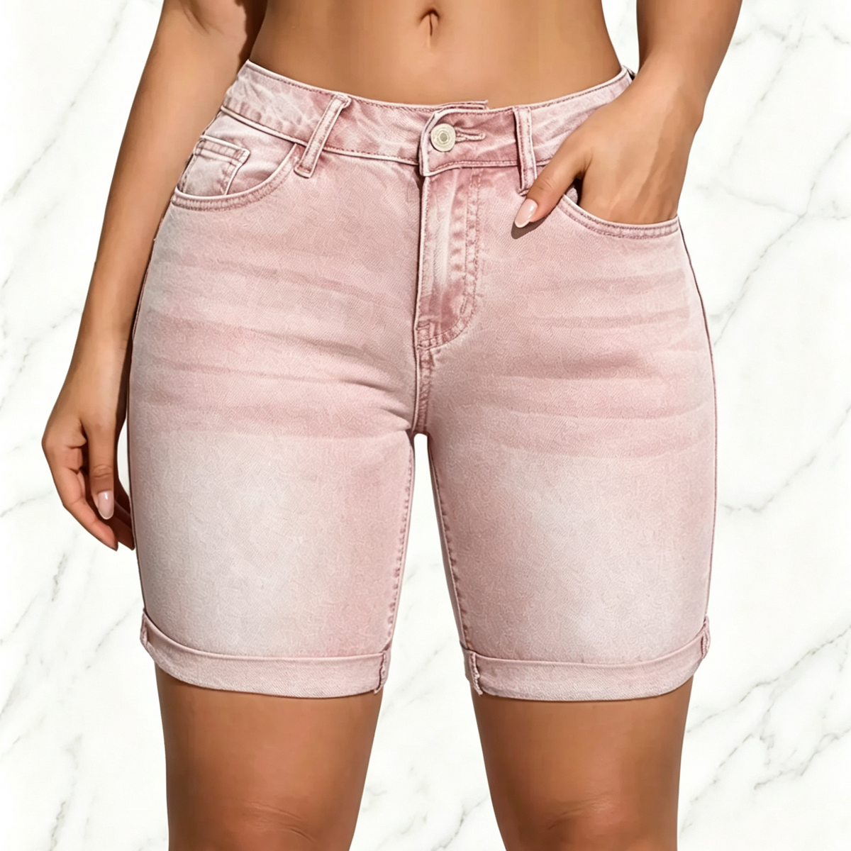 [Final Clearance Sale]Women’s Washed Slim Fit Denim Shorts with Pockets