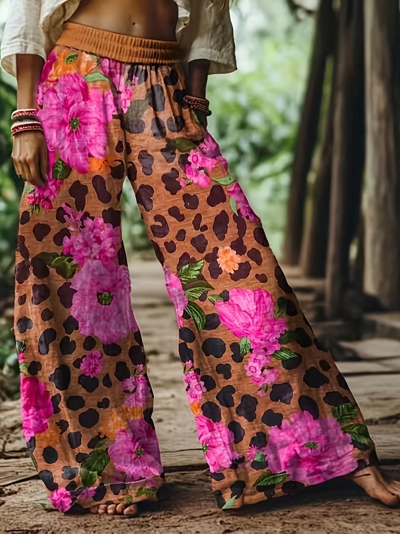 【LAST DAY SALE】Women's Casual Bohemian Style Floral Print Wide Leg Pant