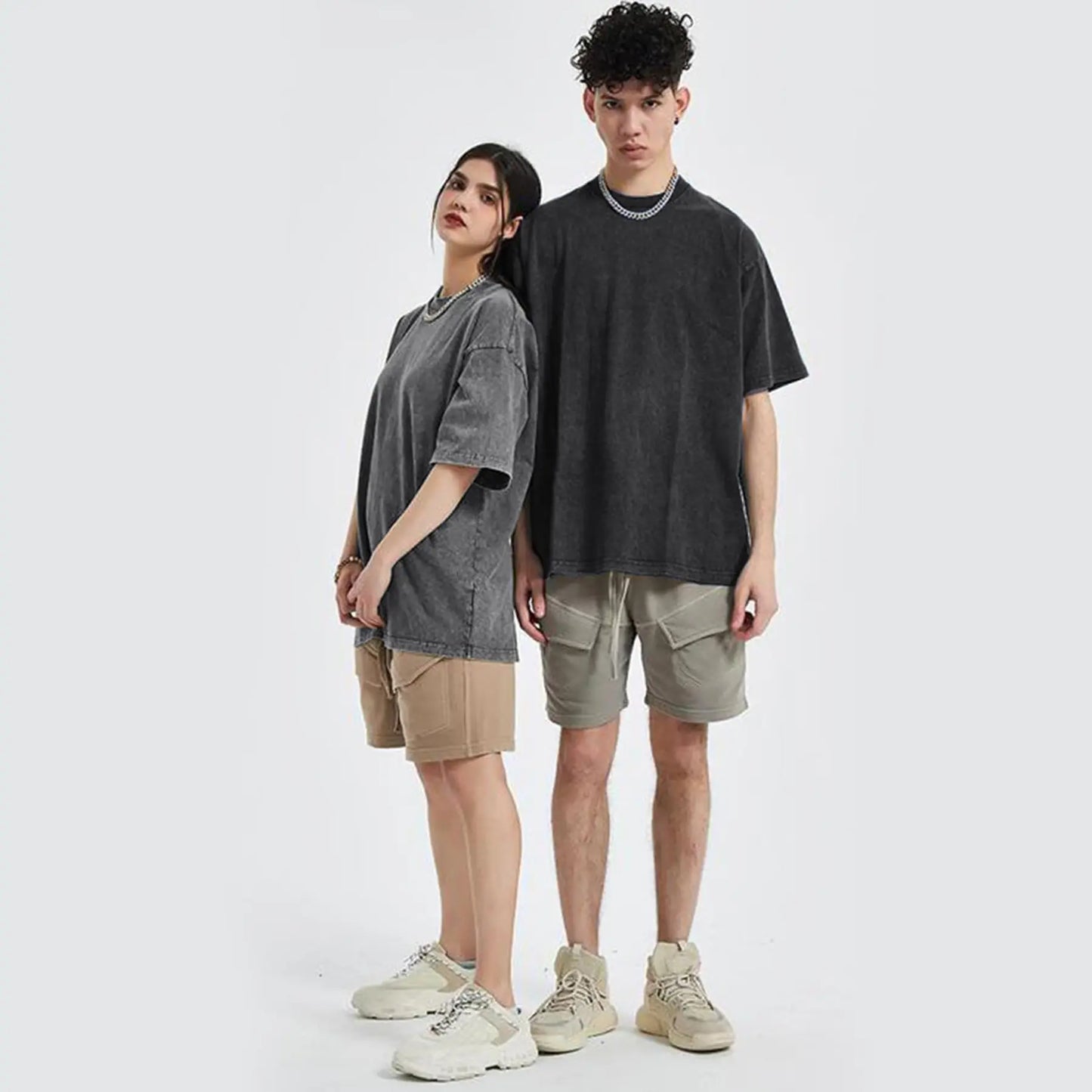 SHEEN 3 Pack Women's Oversized Acid Wash Tees
