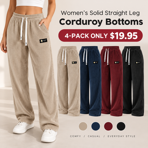 [LAST DAY SALE]Women's Solid Straight Leg Corduroy Bottoms-100% Cotton