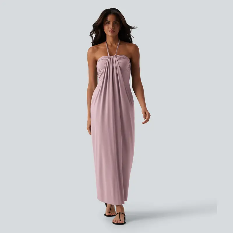 Final Sale🔥Halter Tie Back Maxi Dress with Pockets