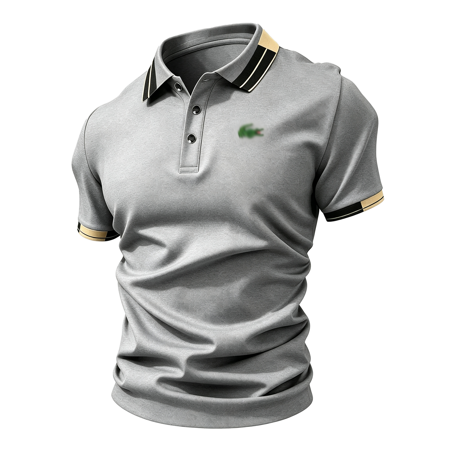 Men’s Crocodile Print Polo Shirt – Breathable Casual Stretch Fit Top