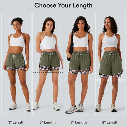 【LAST DAY SALE】Women’s casual athletic shorts with pockets Breathable Double-Lined Shorts