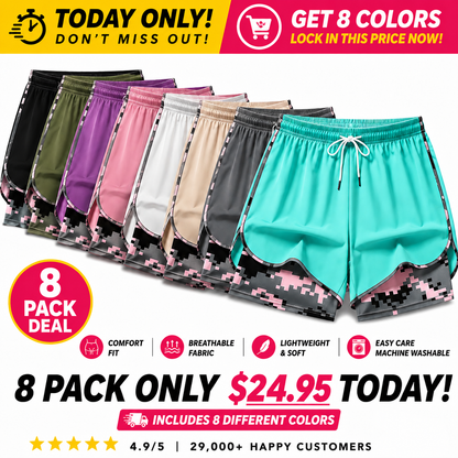 【LAST DAY SALE】Women’s casual athletic shorts with pockets Breathable Double-Lined Shorts