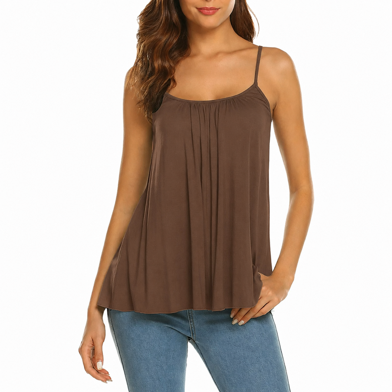 🔥Flash Sale⚡️Plus Size Camisoles Women with Built in Bra Tank Top Cami Sleeveless Summer Tops