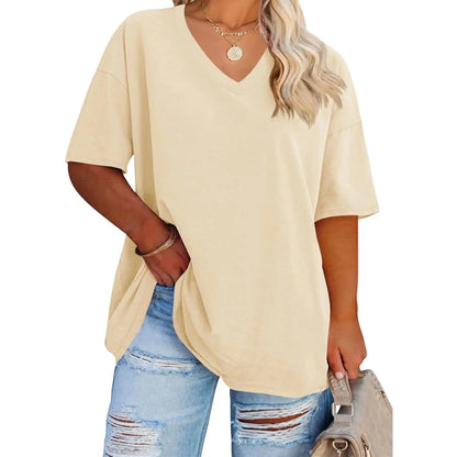 Women's V Neck T Shirts Summer Half Sleeve Tees