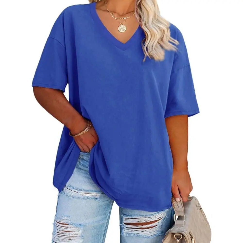 Women's V Neck T Shirts Summer Half Sleeve Tees