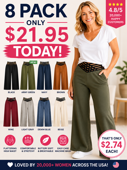 Women's Fashionable Denim Effect V-Neck Asymmetrical Waist Design Loose Wide-Leg Pants