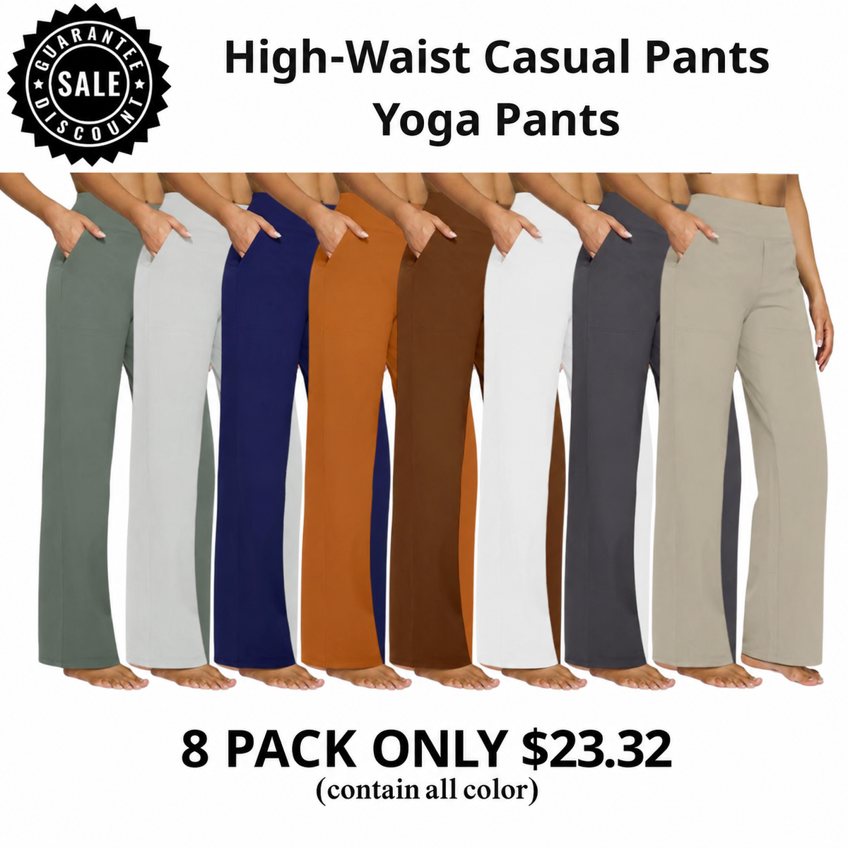 [LAST DAY SALE]Women's High-Waisted Casual Wide Leg Pants with Pockets