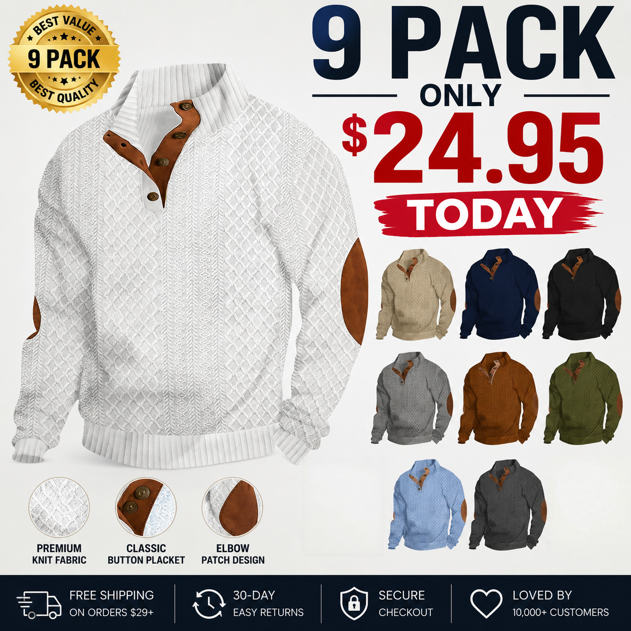 Men's Stand Collar Knitted Top