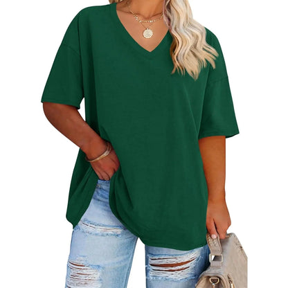 Women's V Neck T Shirts Summer Half Sleeve Tees