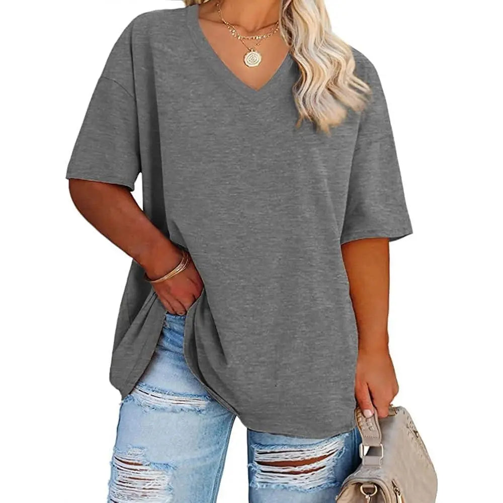 Women's V Neck T Shirts Summer Half Sleeve Tees