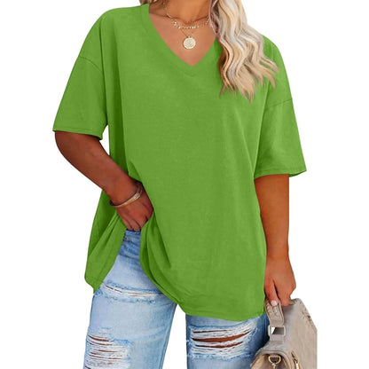 Women's V Neck T Shirts Summer Half Sleeve Tees