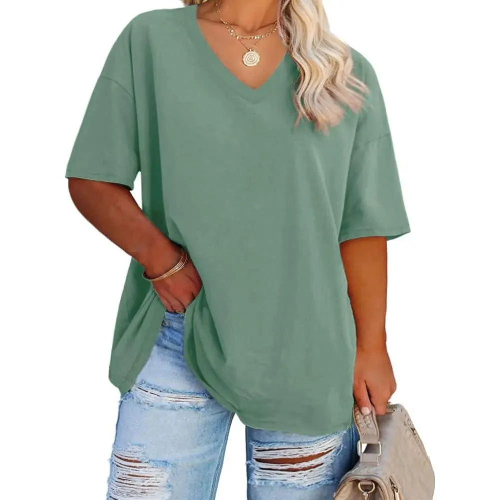 Women's V Neck T Shirts Summer Half Sleeve Tees